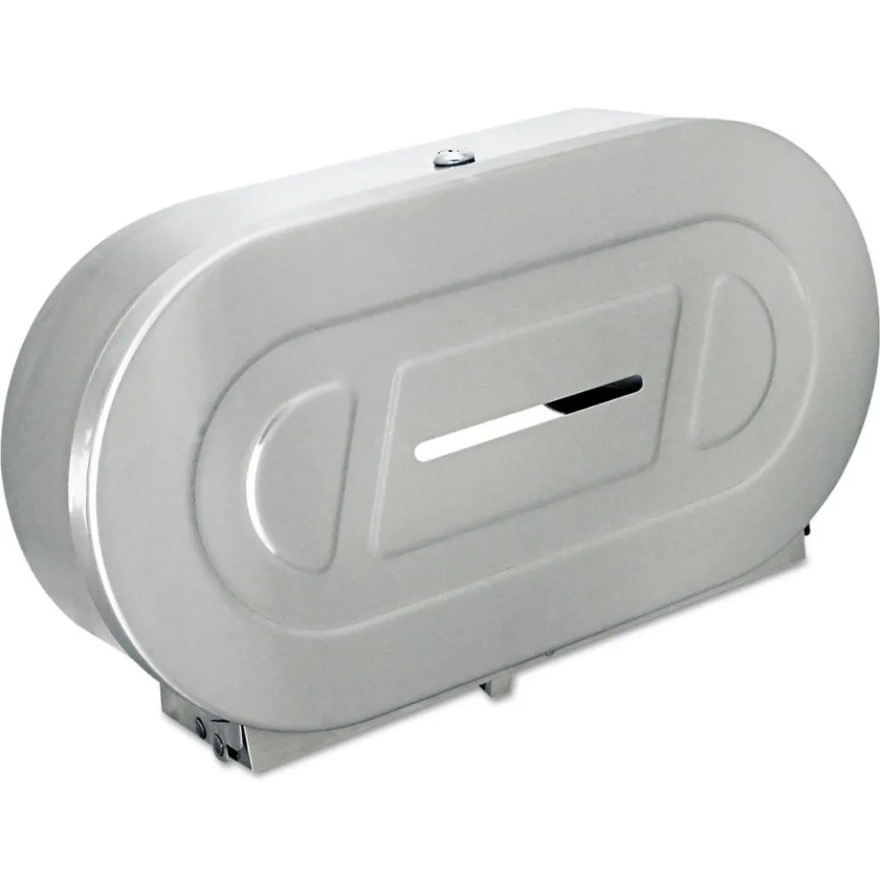 Bobrick 20.81 in. x 5.31 in. x 11.38 in. Jumbo Toilet Tissue 2 Roll Dispenser - Satin-Finish Stainless Steel