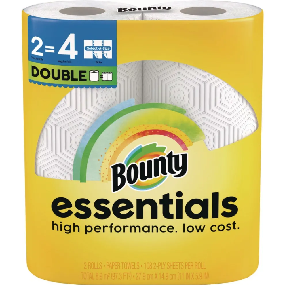 Bounty Essentials Select-A-Size 2-Ply Kitchen Roll Paper Towels - White (8/Carton)