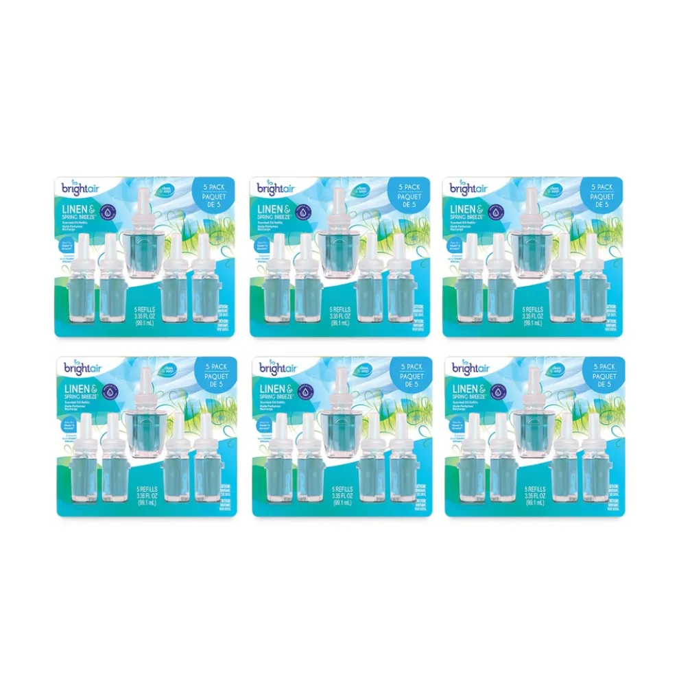 BRIGHT Air 0.67 oz. Bottle Electric Scented Oil Air Freshener Refill - Linen and Spring Breeze (6 Packs/Carton)