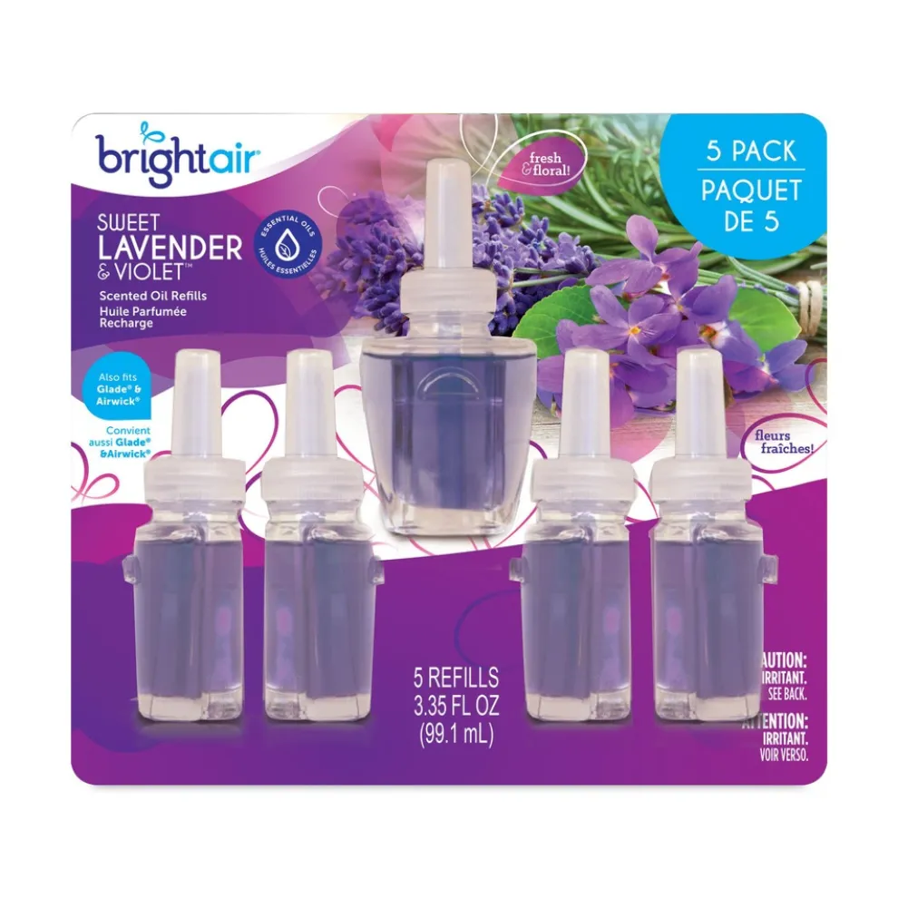 BRIGHT Air 0.67 oz. Electric Scented Oil Air Freshener Refill - Sweet Lavender and Violet (5/Pack)