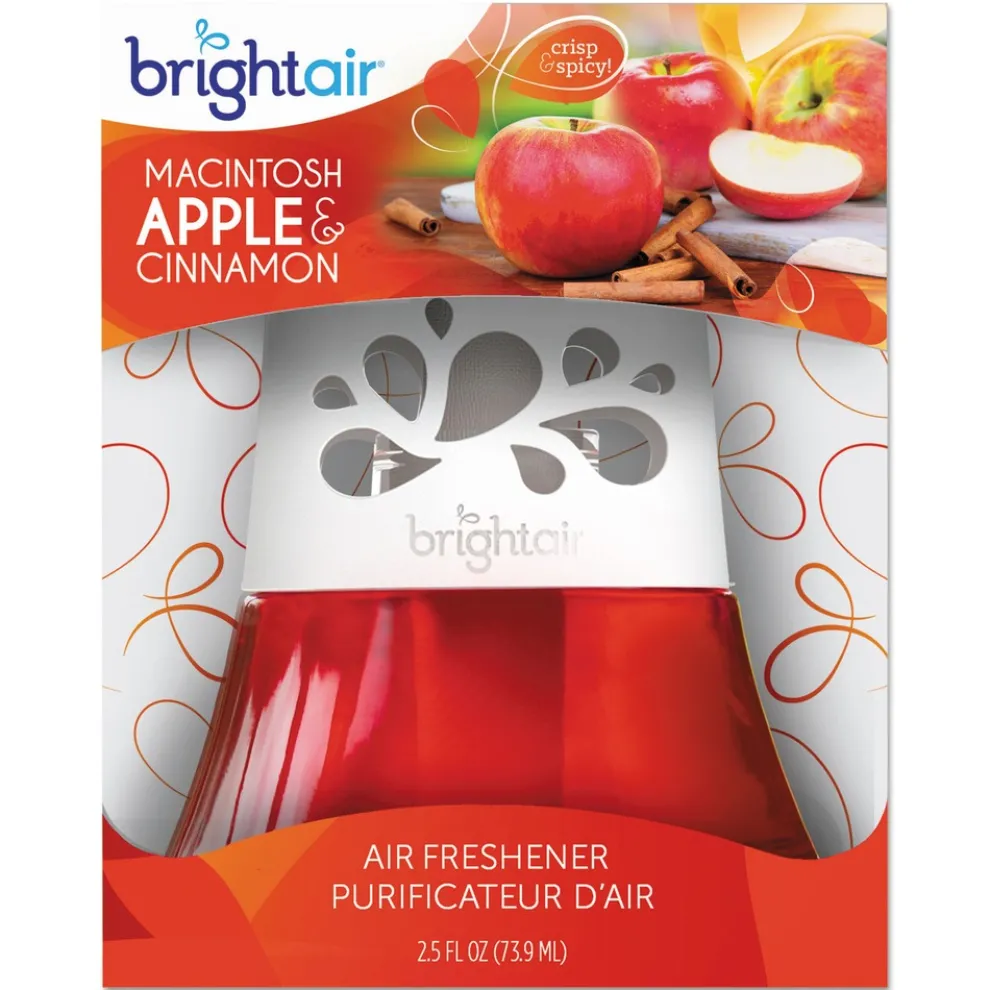 BRIGHT Air 2.5 oz. Scented Oil Air Freshener - Macintosh Apple and Cinnamon, Red (6/Carton)