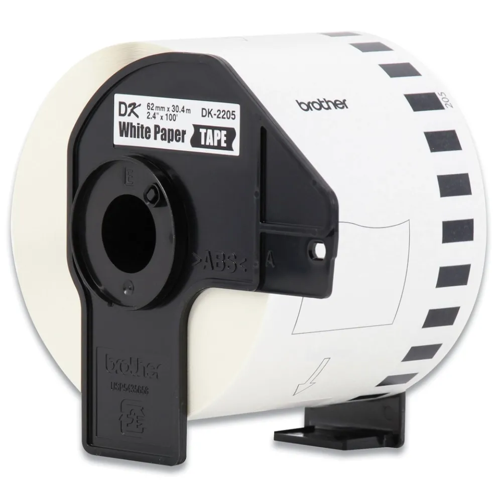 Brother 2.4 in. x 100 ft. Continuous Paper Label Tape - White (3/Pack)