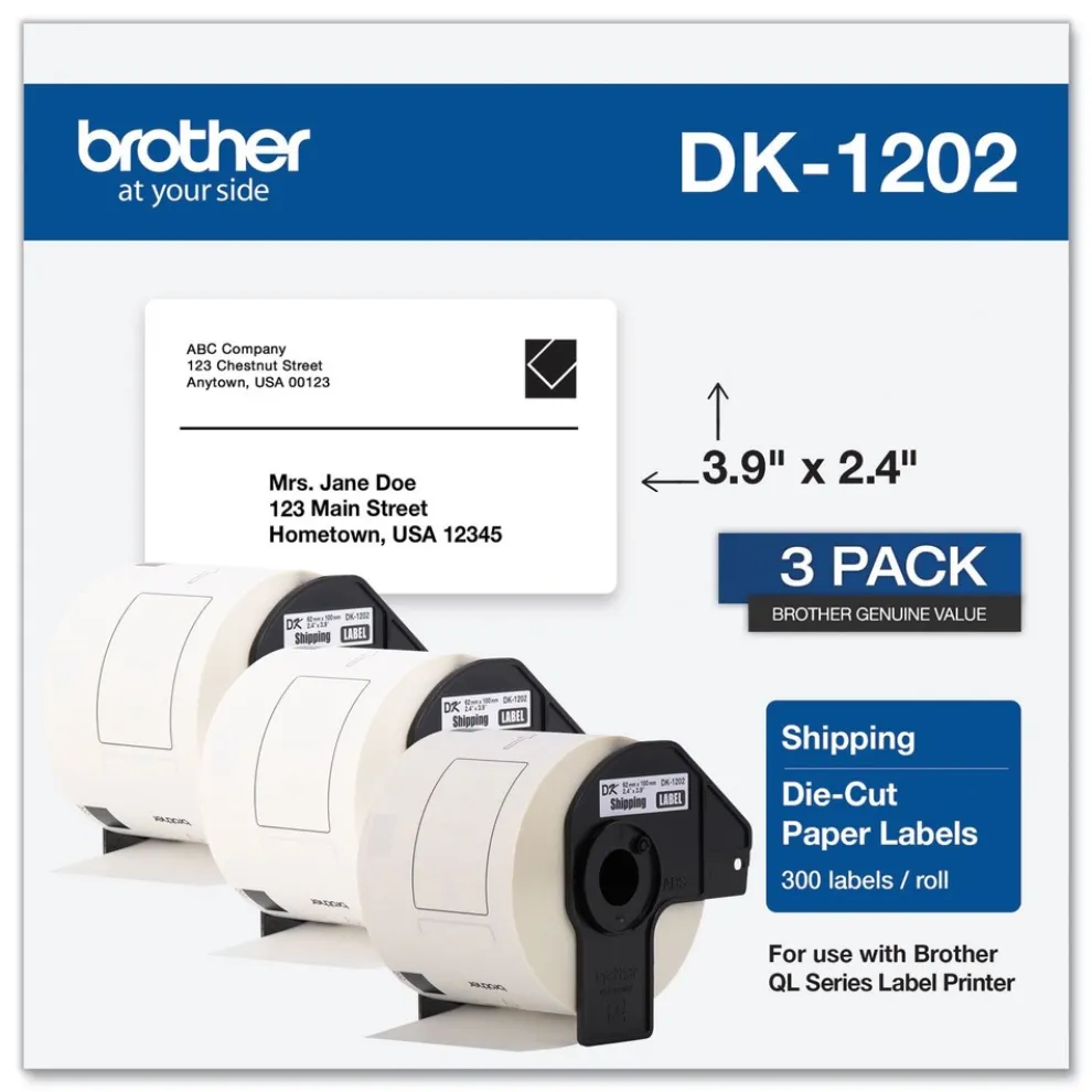 Brother 2.4 in. x 3.9 in. Die-Cut Shipping Labels - White (3/Pack)