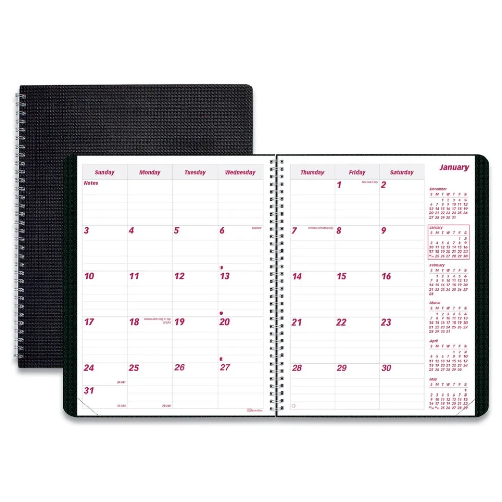Brownline 14-Month: Dec 2025 to Jan 2027 8.88 in. x 7.13 in. DuraFlex Planner - Black Cover