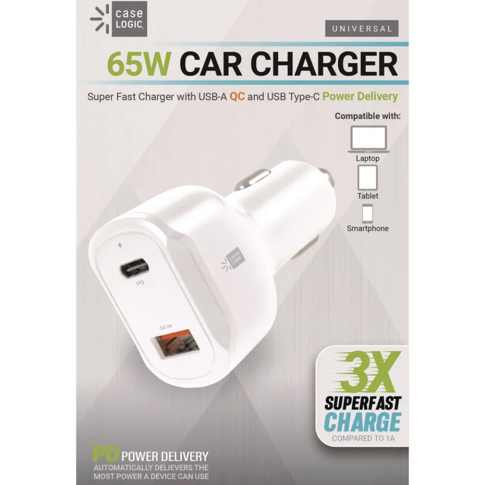 ByTech 60 Watts Two 3 A Ports PD Car Charger - White