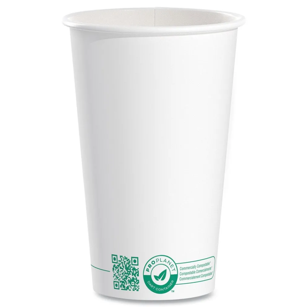 SOLO 16 oz Compostable Paper Hot Cups - White/Green (1000/Carton)