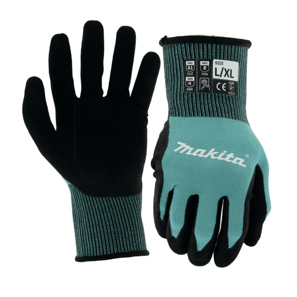 Makita Cut Level 1 FitKnit Nitrile Coated Dipped Gloves - Small/Medium