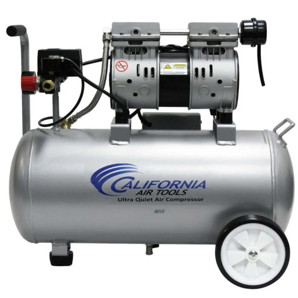 California Air Tools 8010 1 HP 8 Gallon Ultra Quiet and Oil-Free Steel Tank Wheelbarrow Air Compressor
