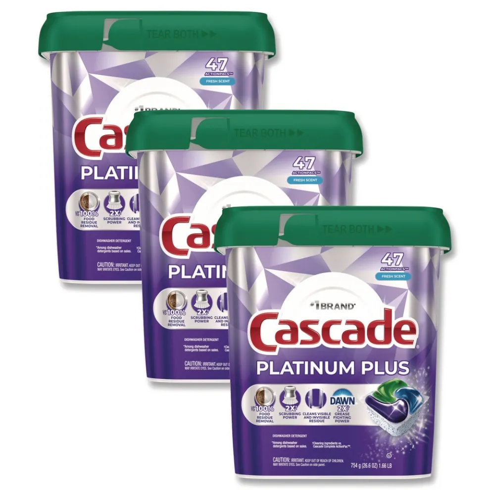 Cascade Platinum Plus 28.4 oz. Tub ActionPacs Dishwasher Detergent Pods - Fresh Scent (3/Carton)