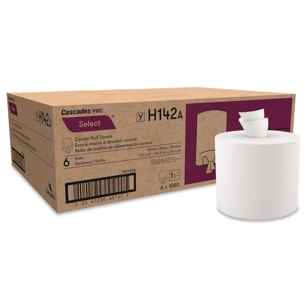 Cascades PRO 7.31 in. x 10 in. 2-Ply Select Center-Pull Paper Towels - White (6 Rolls/Carton)