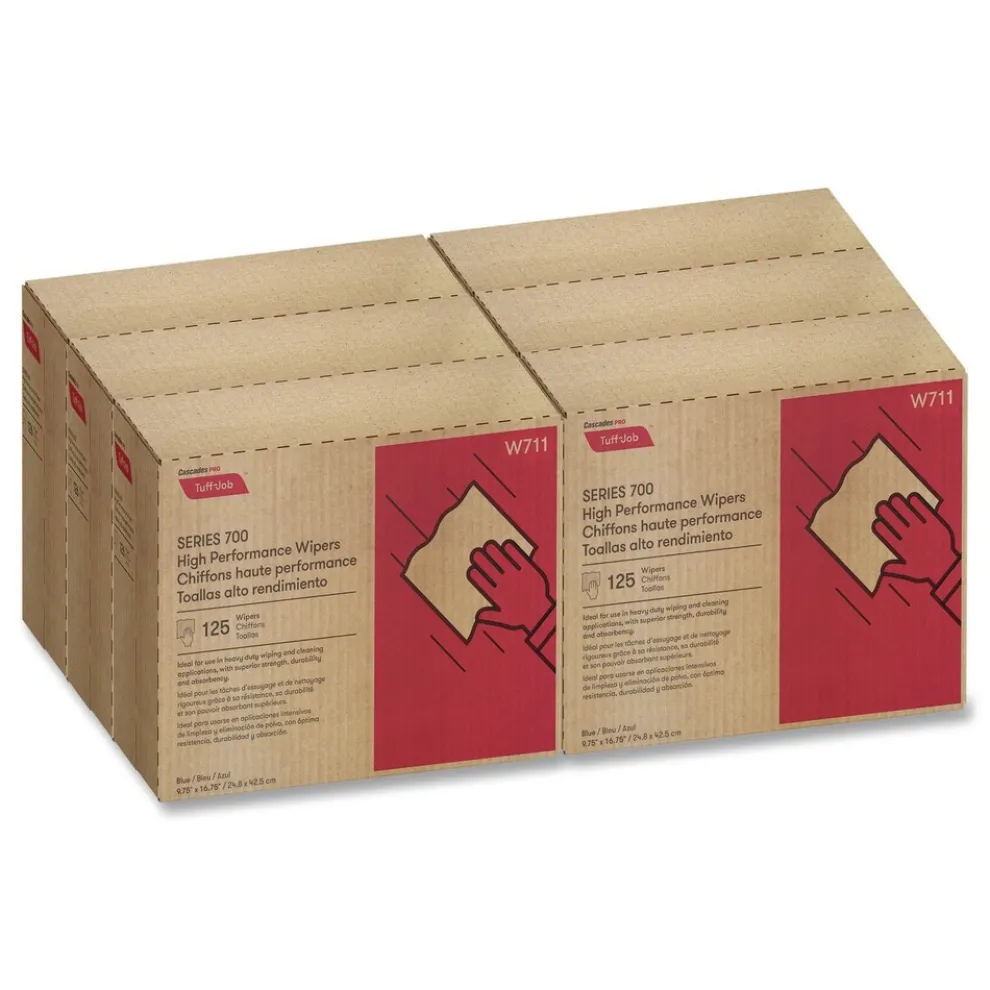 Cascades PRO 9.75 in. x 16.75 in. Tuff-Job S700 High Performance Wipers - Blue (6 Boxes/Carton)