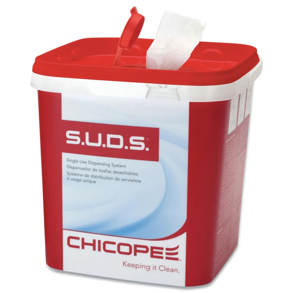 Chicopee 7.5 in. x 7.5 in. x 8 in. S.U.D.S Bucket with Lid - Red/White (3/Carton)