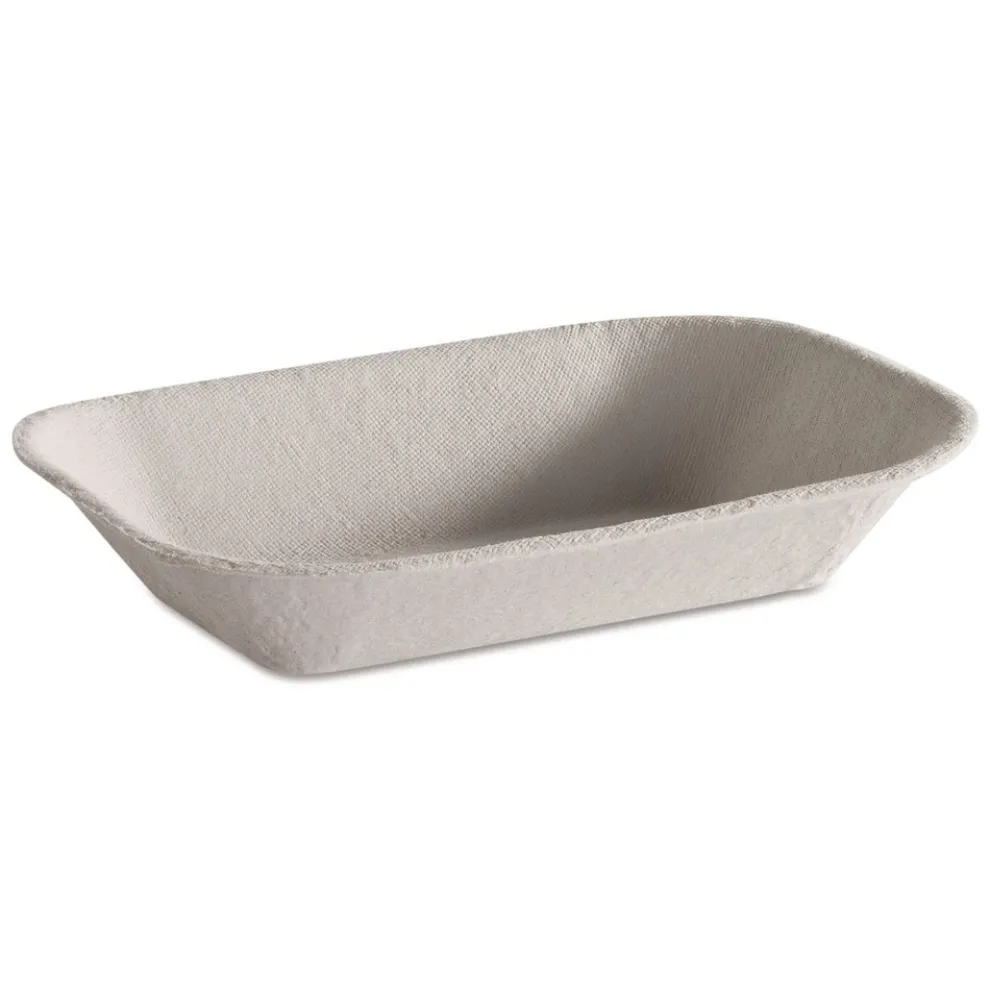 Chinet 10403 5 x 7 Savaday Molded Fiber Paper Food Tray - Beige (1000/Carton)