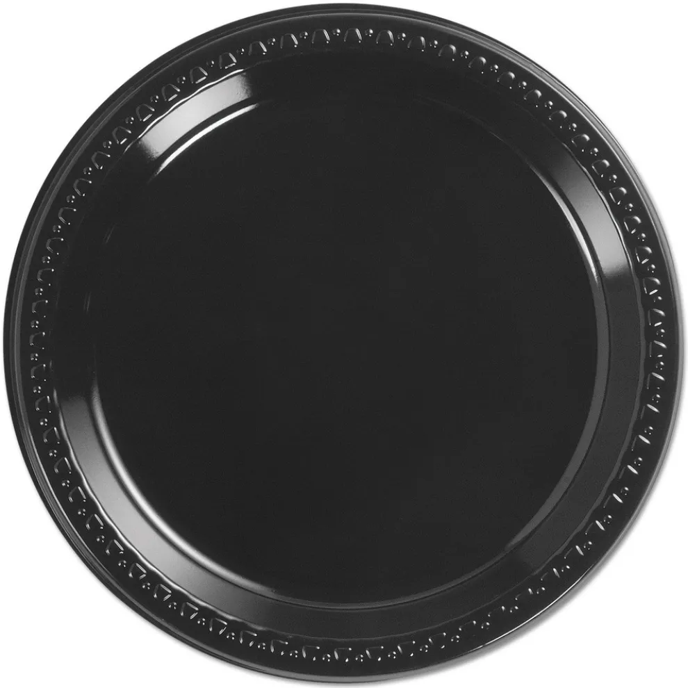 Chinet 9 in. Diameter Heavyweight Plastic Plates - Black (500/Carton)