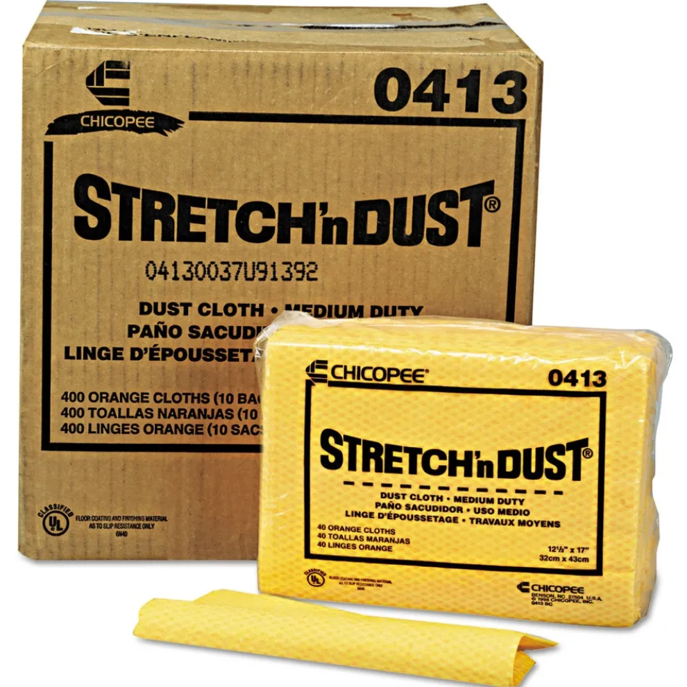 Chix 12.6 in. x 17 in. Stretch 'n Dust Cloths - Yellow (40/Pack, 10 Packs/Carton)
