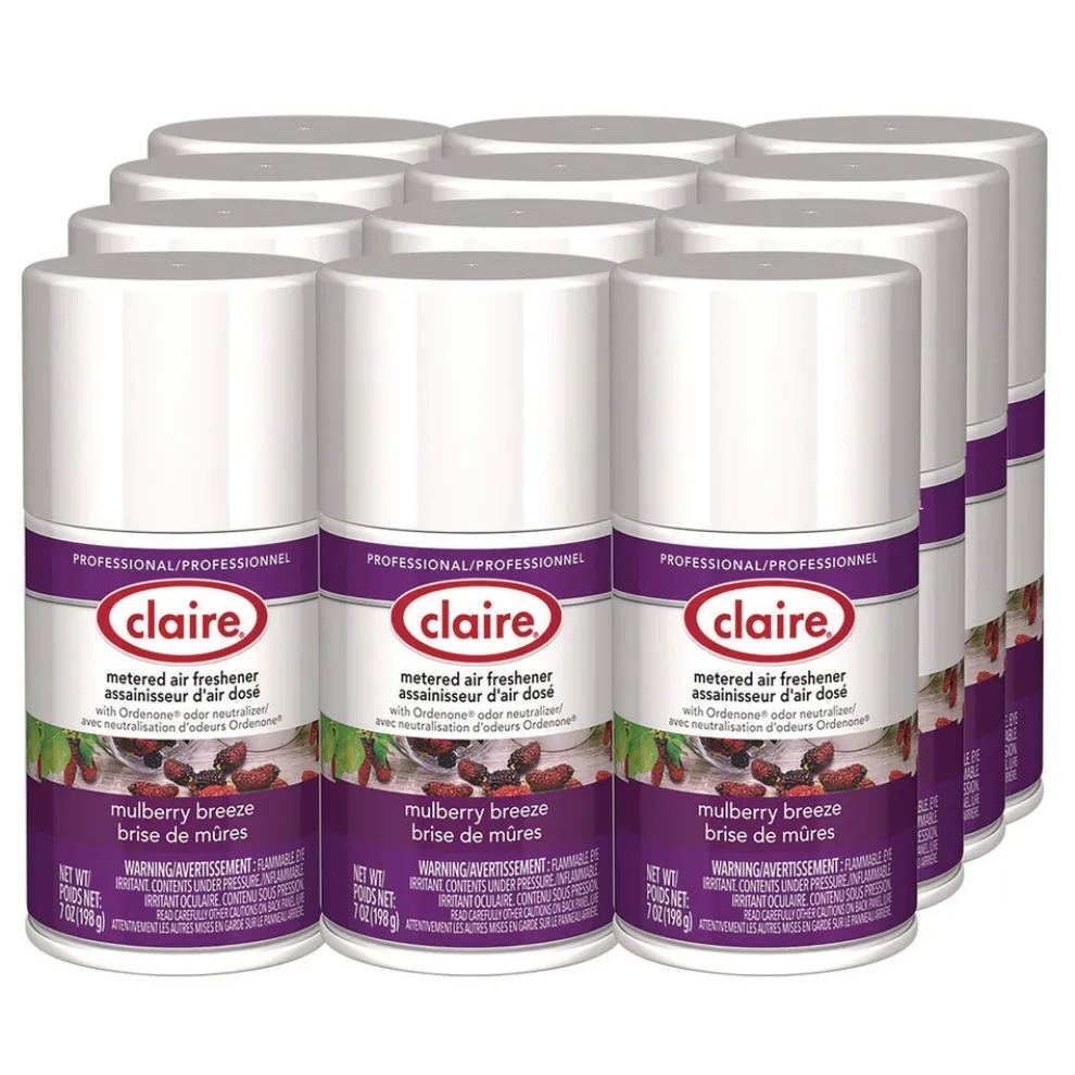 Claire 1000003935 7 oz. Aerosol Spray Metered Air Freshener - Mulberry Scent (12/Carton)