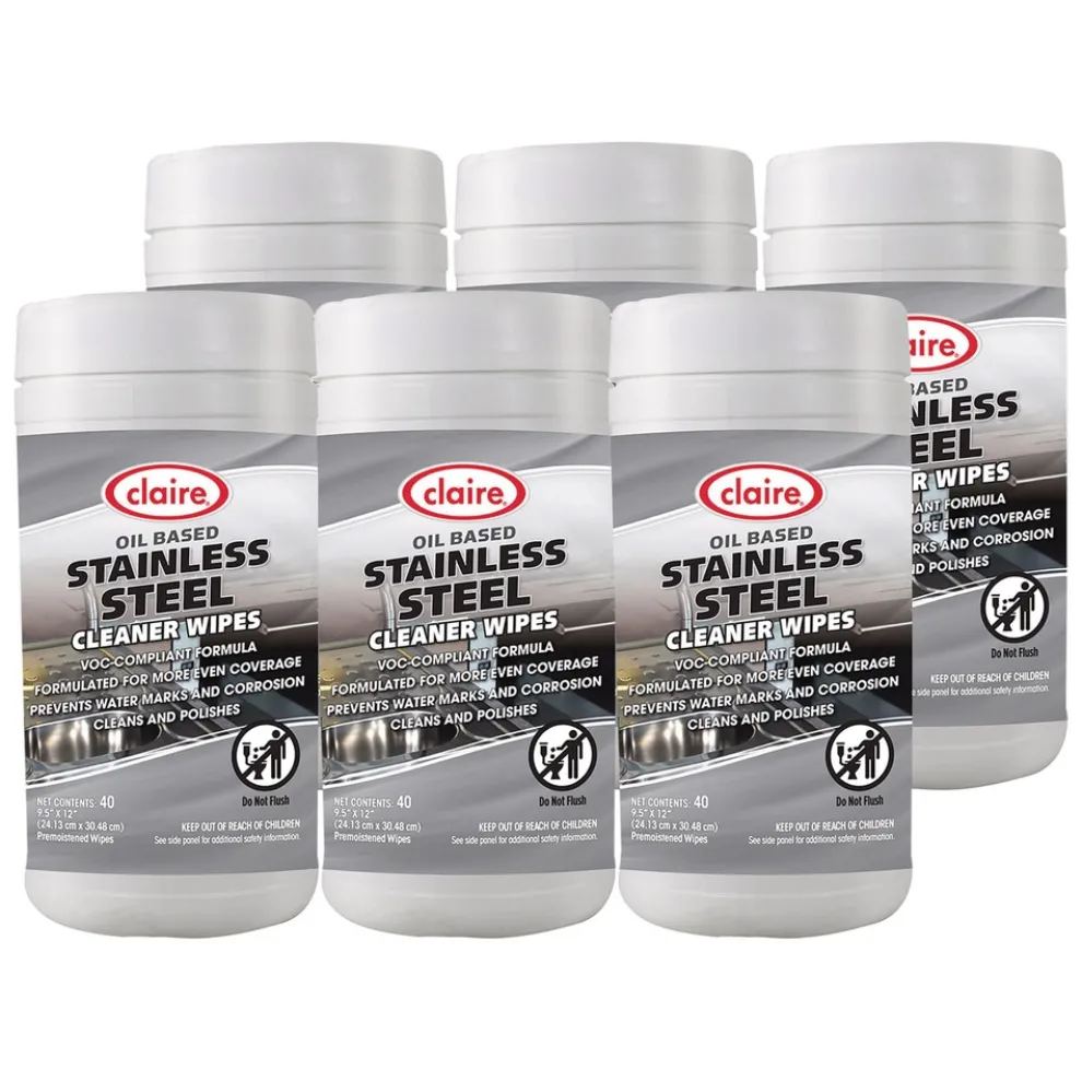 Claire 9.5 in. x 12 in. Stainless Steel Cleaner Wipes - Citrus Purple (6-Canisters/Carton)