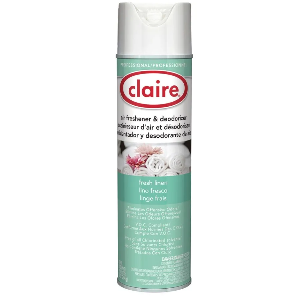 Claire 10 oz. Aerosol Spray Aerosol Air Freshener and Deodorizer - Fresh Linen (1/Carton)