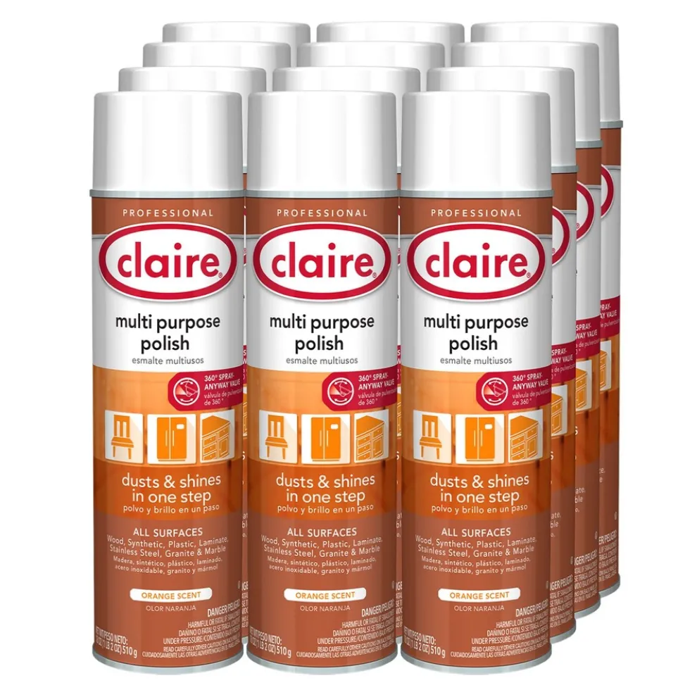 Claire 18 oz. Aerosol Spray Multi Purpose Polish - Citrus Scent (12/Carton)