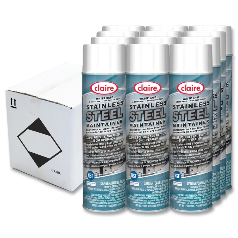 Claire 16 oz. Aerosol Spray Stainless Steel Maintainer - Lemon Scent (12/Carton)