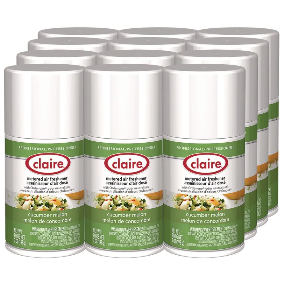 Claire 7 oz. Aerosol Spray Metered Air Freshener - Cucumber Melon Scent (12/Carton)