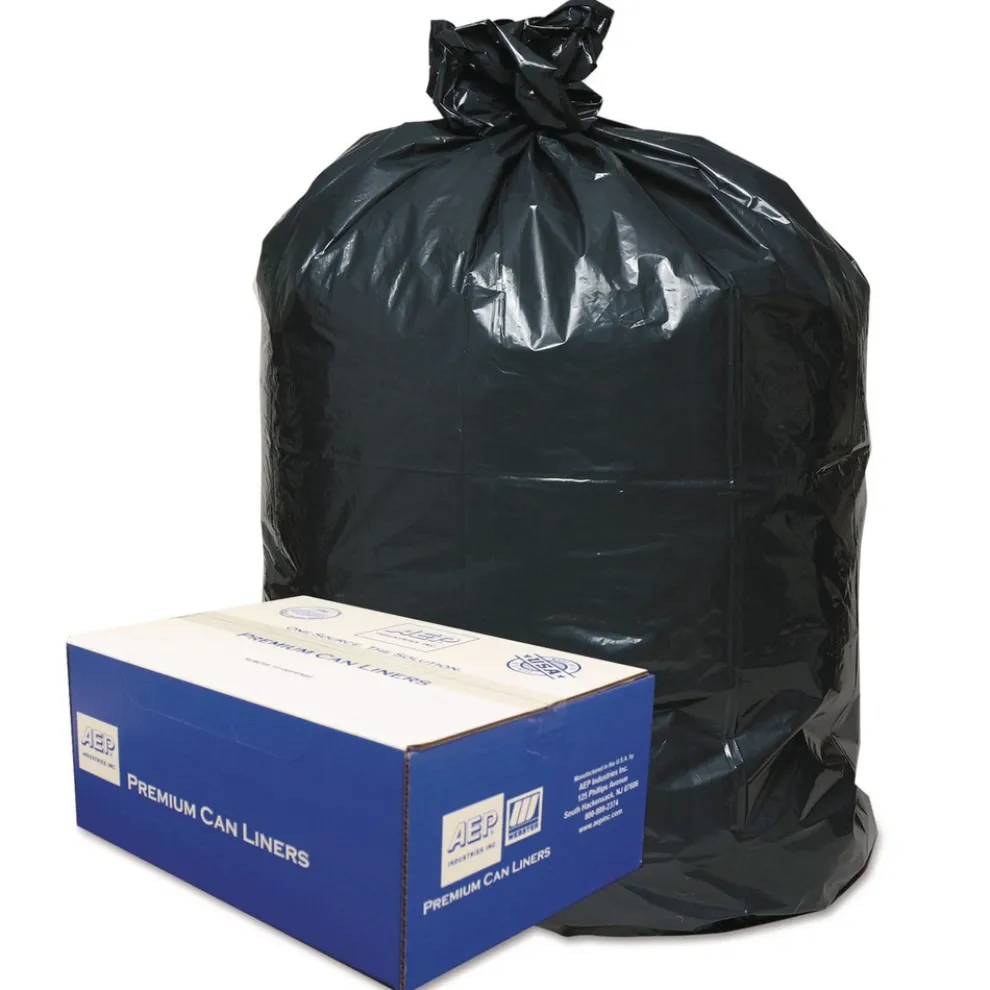 Classic 45 Gallon 0.63 mil 40 in. x 46 in. Linear Low-Density Can Liners - Black (250/Carton)