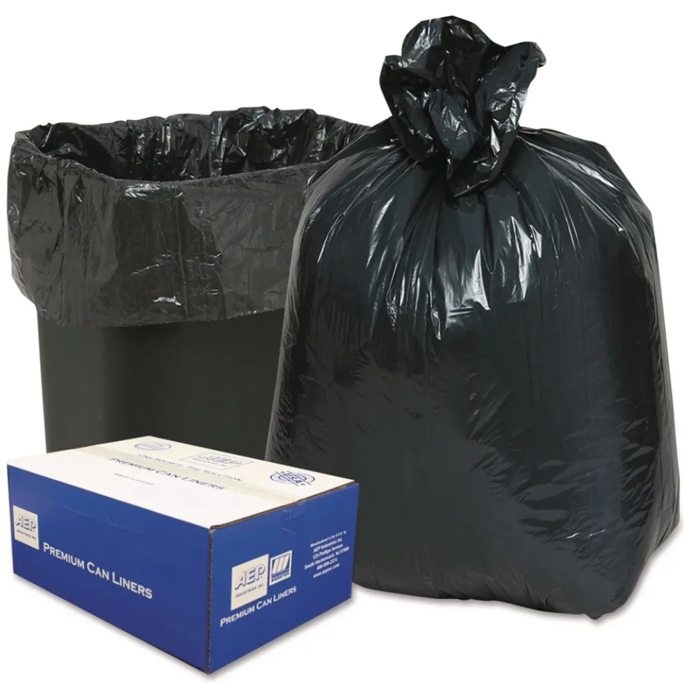 Classic 10 Gallon 0.6 mil 24 in. x 23 in. Linear Low-Density Can Liners - Black (25 Bags/Roll, 20 Rolls/Carton)
