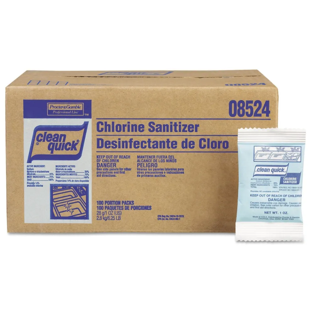 Clean Quick 1 oz. Packet Powdered Chlorine-Based Sanitizer (100/Carton)
