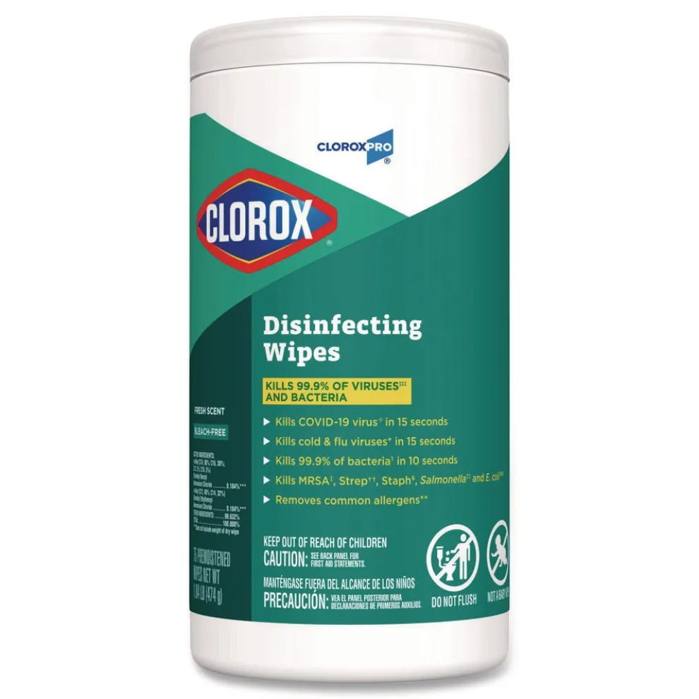 Clorox 7 in. x 8 in. 1-Ply Disinfecting Wipes - Fresh Scent, White