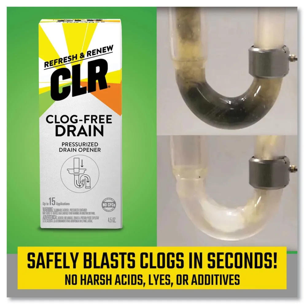 CLR Clog-Free Drain Cleaner 4.5 Oz Aerosol Spray (6/Carton)