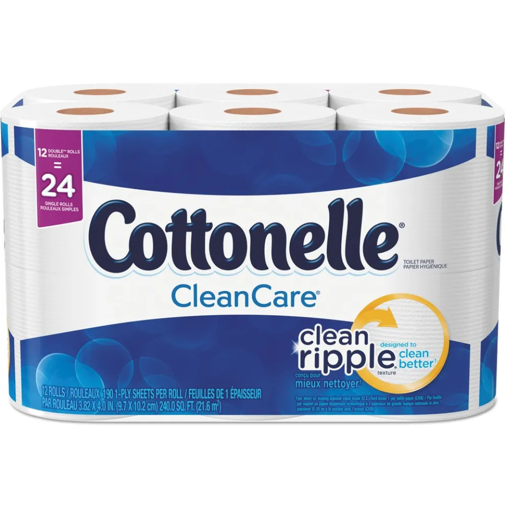 Cottonelle Clean Care 1-Ply Septic Safe Bathroom Tissue - White (12/Pack)