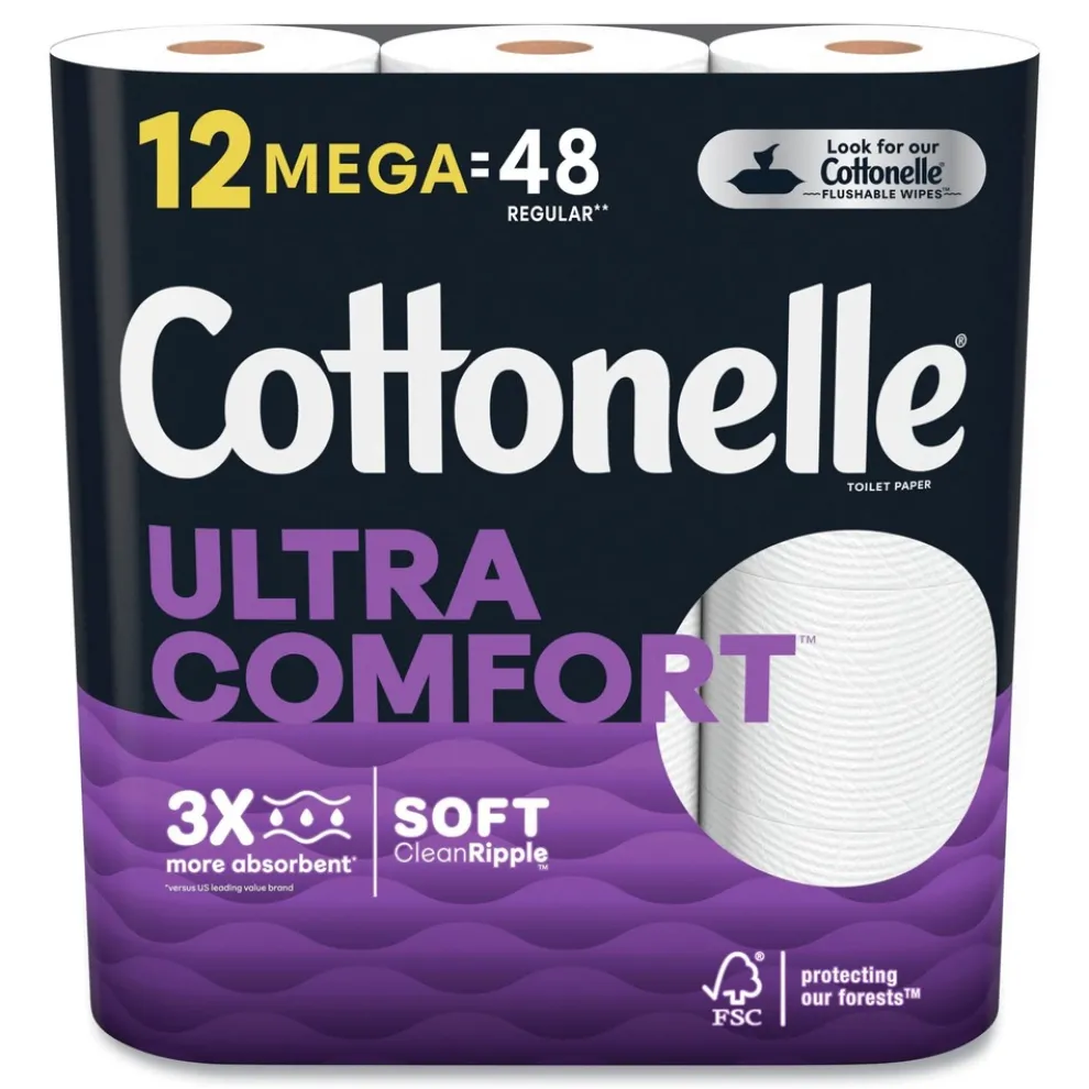 Cottonelle Ultra ComfortCare 2-Ply Septic Safe Mega Rolls Soft Tissue Toilet Paper - White (48/Carton)