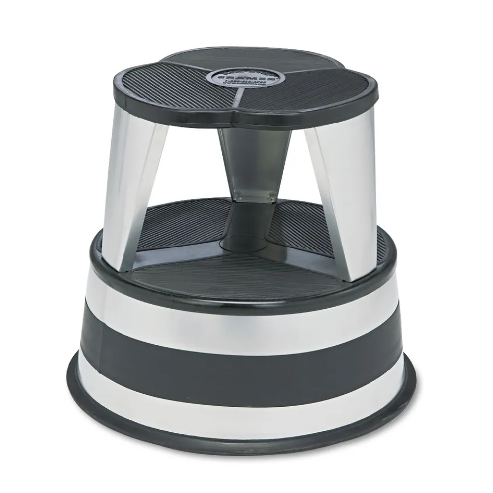 Cramer Kik-Step 16 in. Diameter x 14.25 in. Height 2-Step Stool - Silvertone