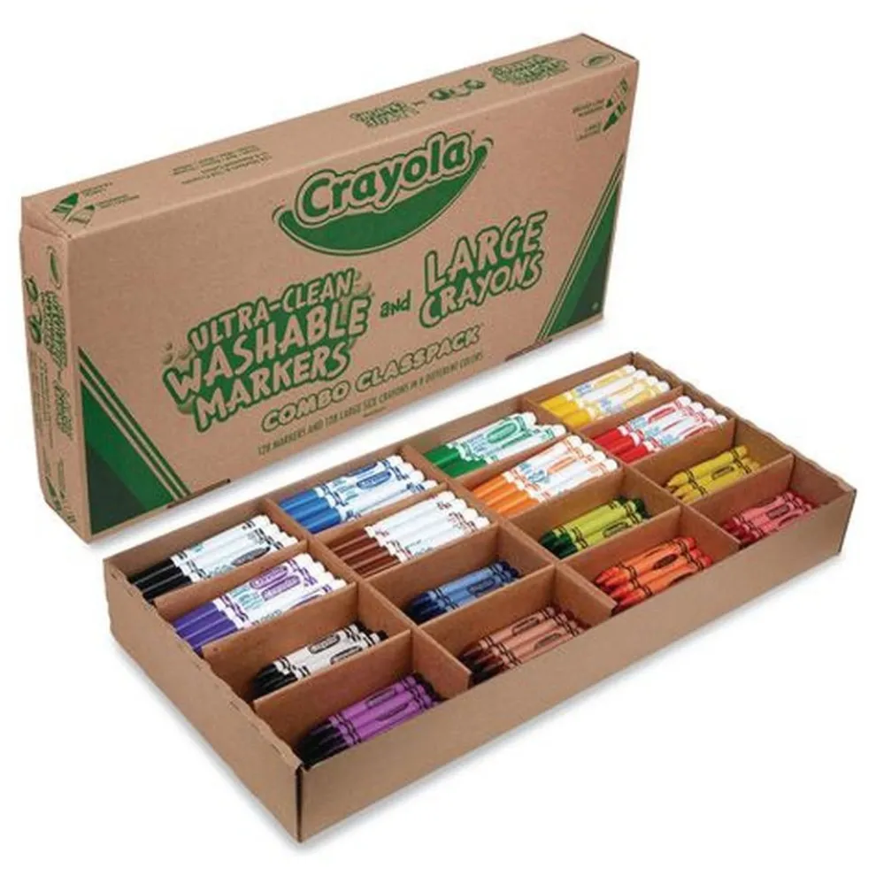 Crayola 8-Color Crayon and Ultra-Clean Washable Marker Classpack (1-Box)