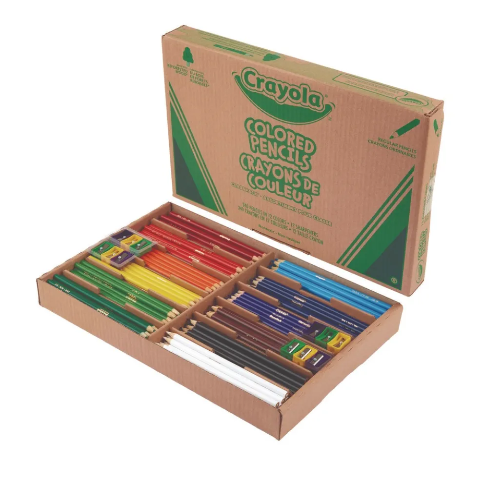 Crayola Color Pencil Classpack Set with Sharpeners - Assorted Lead and Barrel Colors (240/Pack)