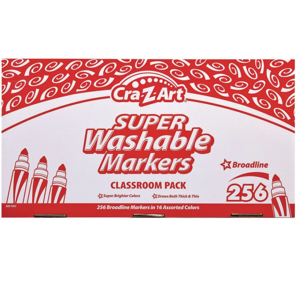 Cra-Z-Art Super Washable Broad Bullet Tip Markers Classpack - Assorted Colors (256/Set)