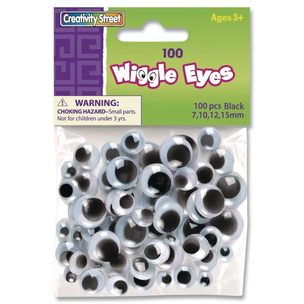Creativity Street 0.27 in., 0.39 in., 0.47 in., 0.59 in. Wiggle Eyes Assortment - Black (100/Pack)