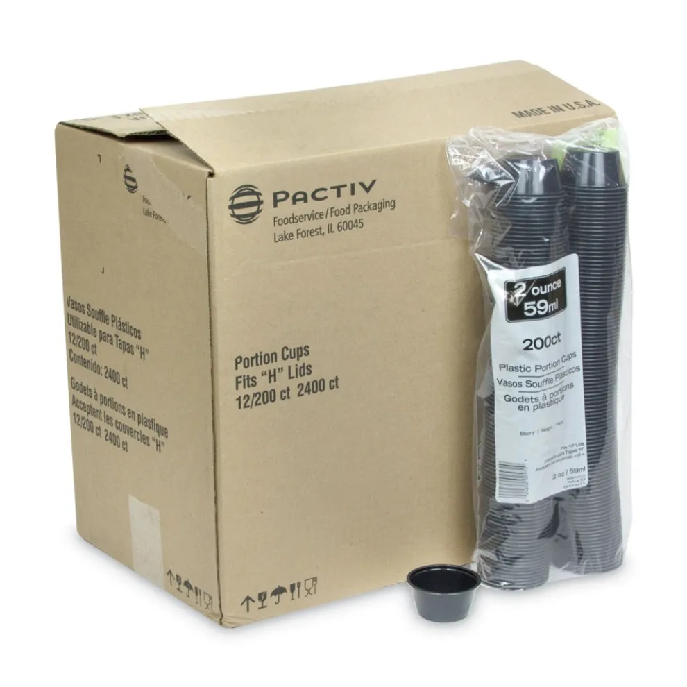 Pactiv Corp. 2 oz. Plastic Portion Cup - Black (200/Bag, 12 Bags/Carton)