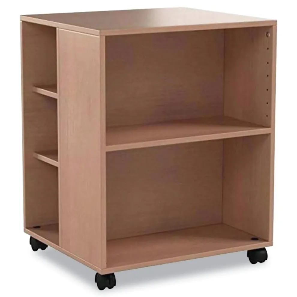 Durable 20.79 in. x 23.31 in. x 29.45 in. 6 Shelves Wood Flexible Multi-Functional Cart for Office Storage - Beech