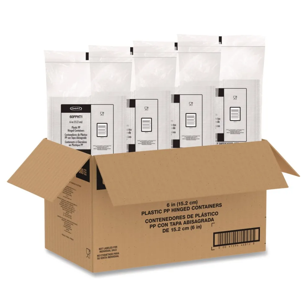 Dart 6.31 in. x 6.31 in. x 3 in. ProPlanet Microwaveable Hinged Plastic Containers - Clear (300/Carton)