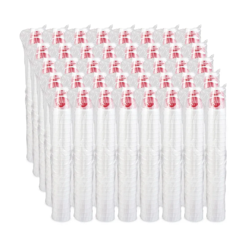 Dart 16J16H 16 oz. Horizon Printed Hot/Cold Foam Drinking Cups - Cranberry/White (1000/Carton)