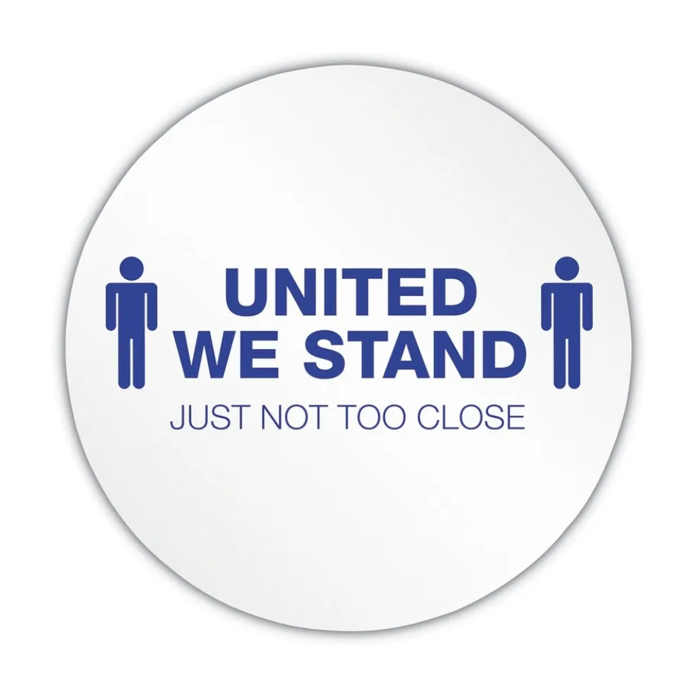 Deflecto 20 in. Diameter United We Stand Personal Spacing Discs - White/Blue (6/Pack)