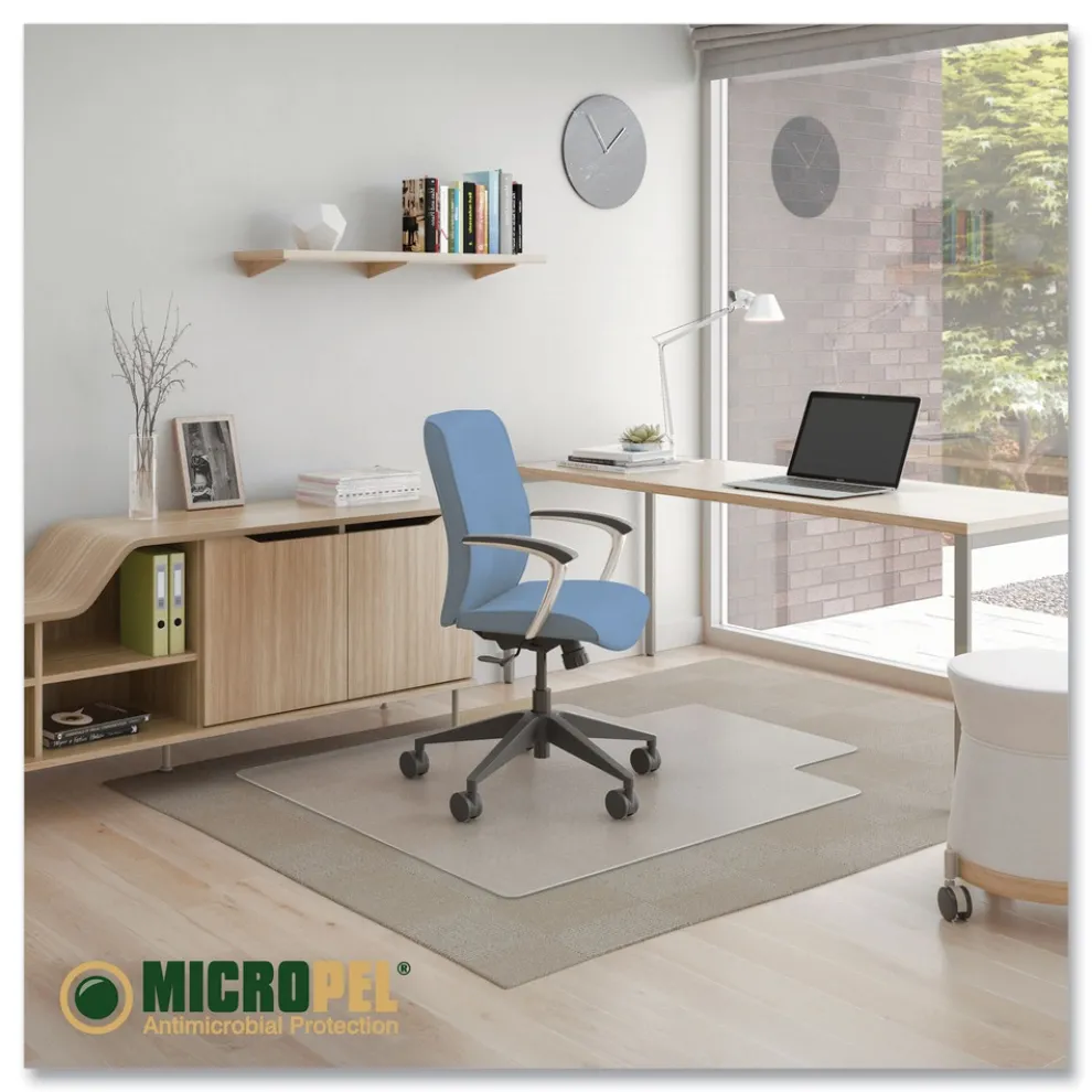 Deflecto Medium Pile Carpet Lipped 48 in. x 36 in. Antimicrobial Chair Mat - Clear (1/Carton)