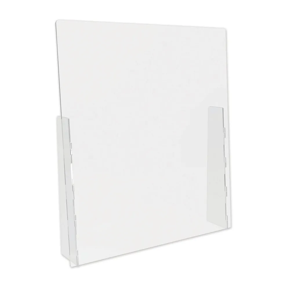 Deflecto PBCTPC3136F 31.75 in. x 6 in. x 36 in. Polycarbonate Counter Top Barrier with Full Shield - Clear (2/Carton)