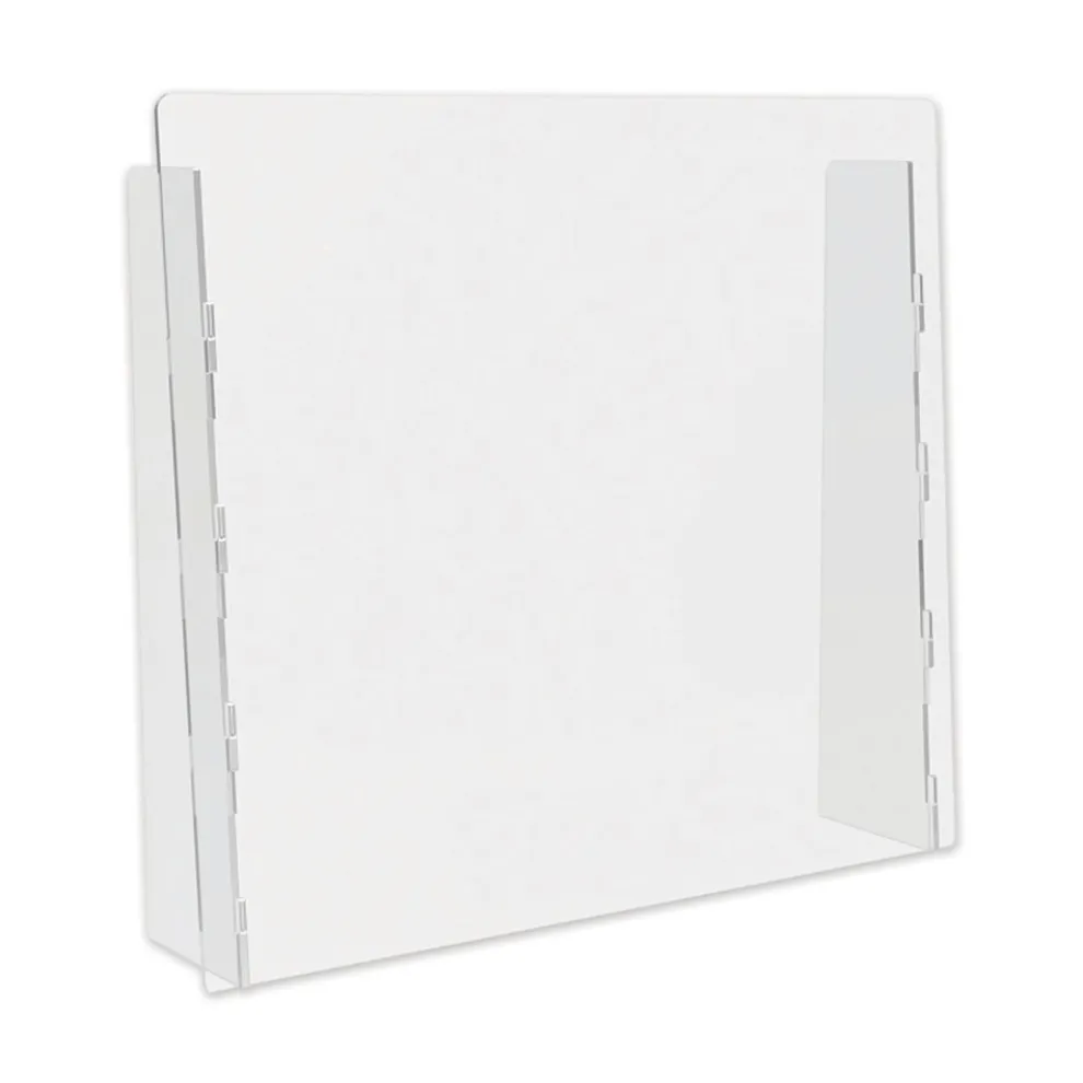 Deflecto PBCTPC2724F 27 in. x 6 in. x 23.75 in. Polycarbonate Counter Top Barrier with Full Shield - Clear (2/Carton)