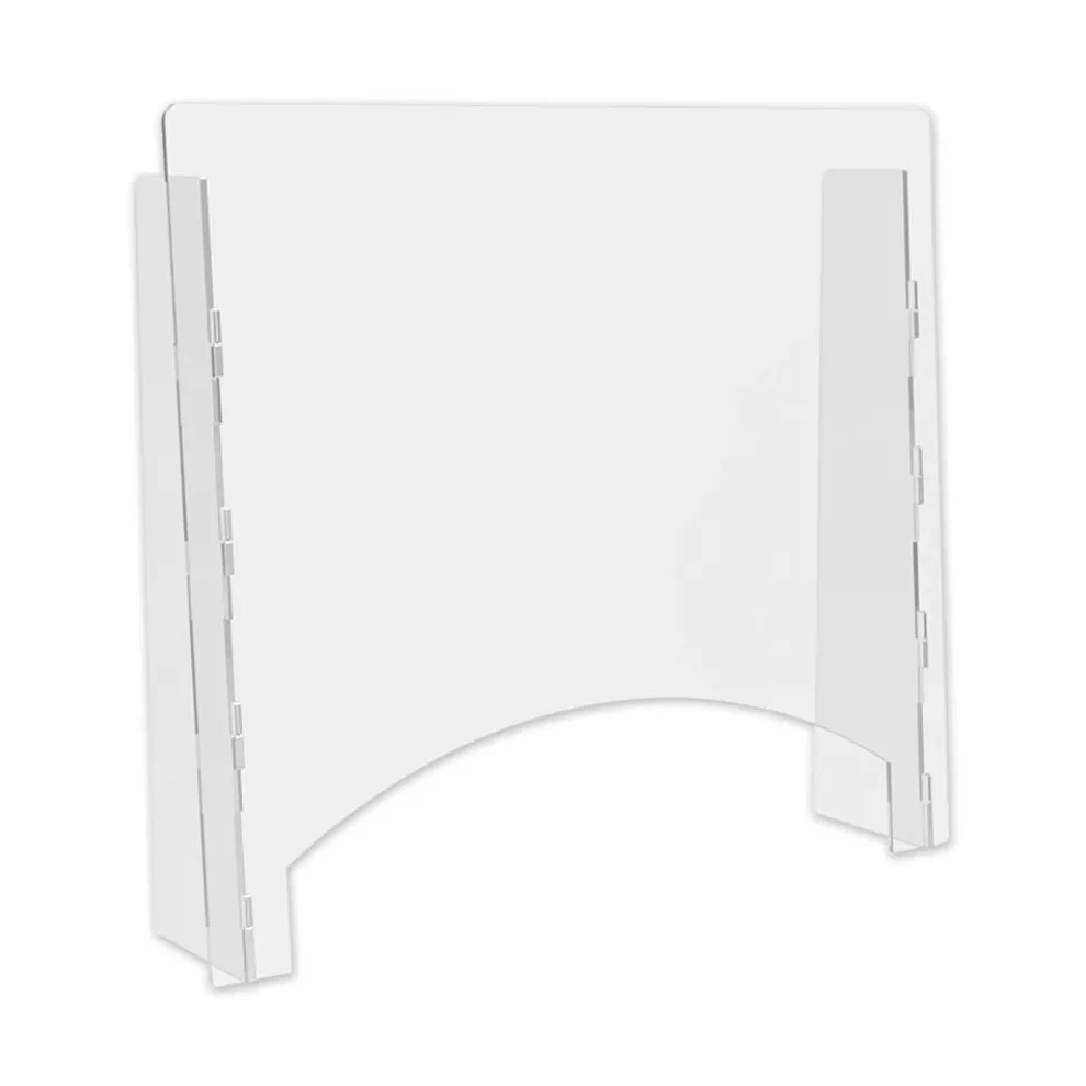 Deflecto PBCTPC2724P 27 in. x 6 in. x 23.75 in. Polycarbonate Counter Top Barrier with Pass Thru - Clear (2/Carton)
