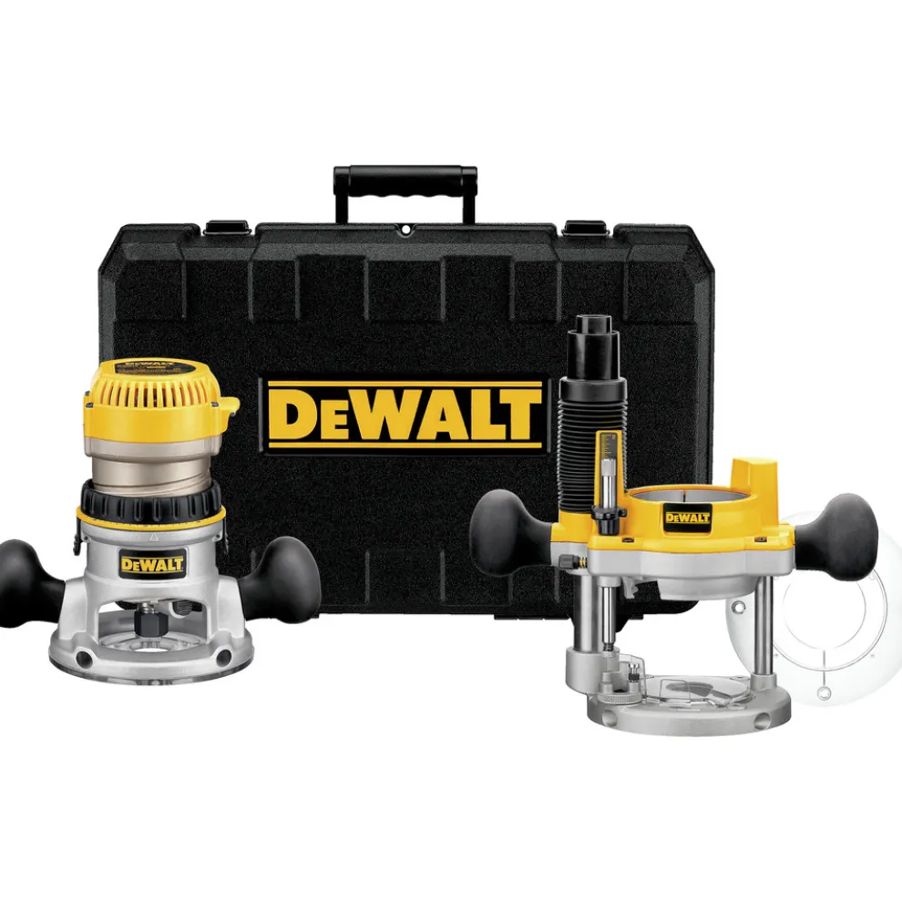 Dewalt 2-1/4 HP EVS Fixed Base and Plunge Router Combo Kit with Hard Case