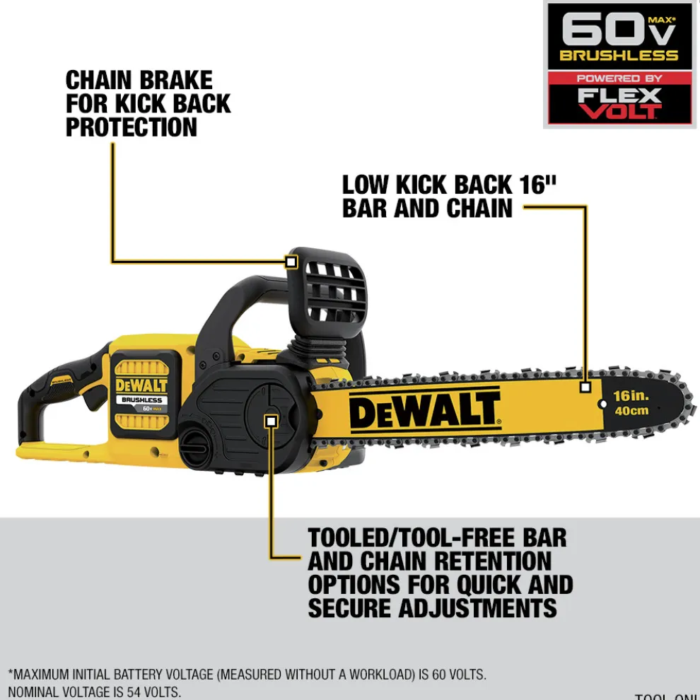 Dewalt DCCS670B 60V MAX Brushless Lithium-Ion 16 in. Cordless Chainsaw (Tool Only)