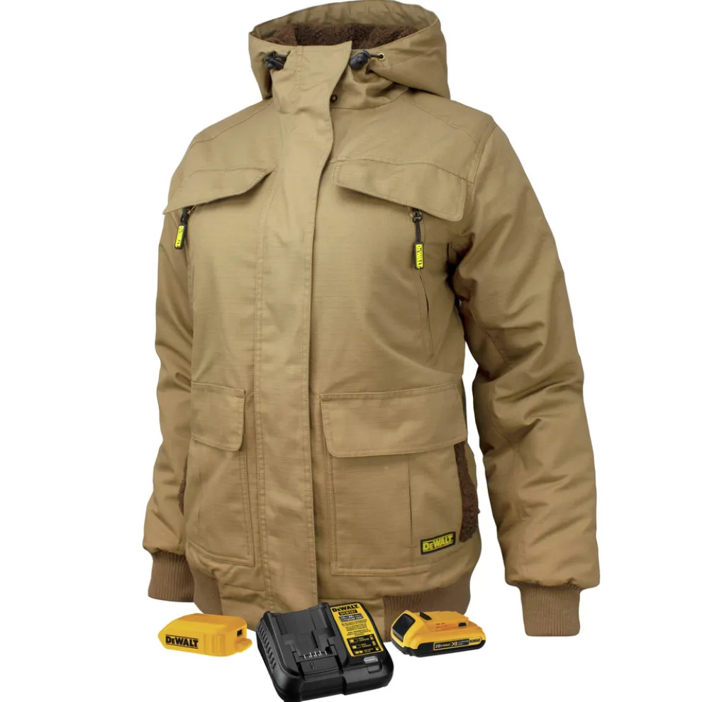 Dewalt 20V Lithium-Ion Cordless Women's Heavy Duty Ripstop Heated Jacket (2 Ah) - 2XL, Dune