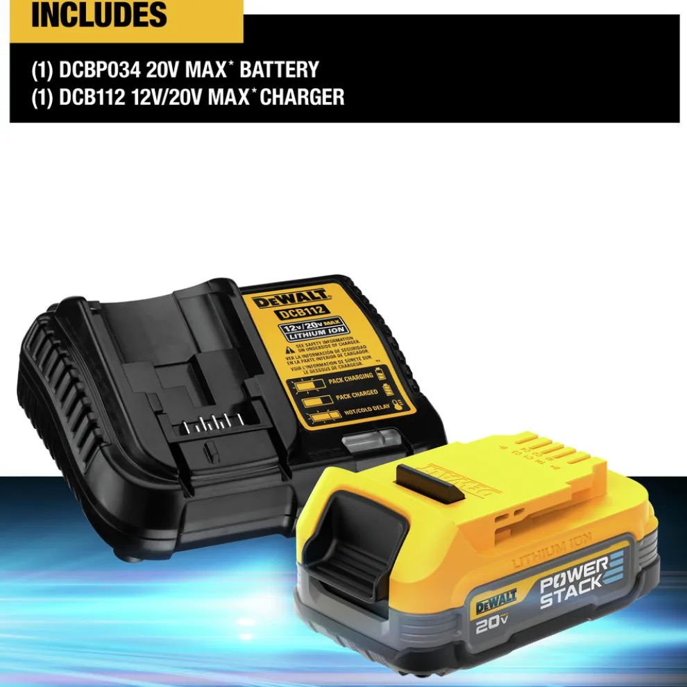 Dewalt 20V MAX POWERSTACK Compact Lithium-Ion Battery and Charger Starter Kit (1.7 Ah)